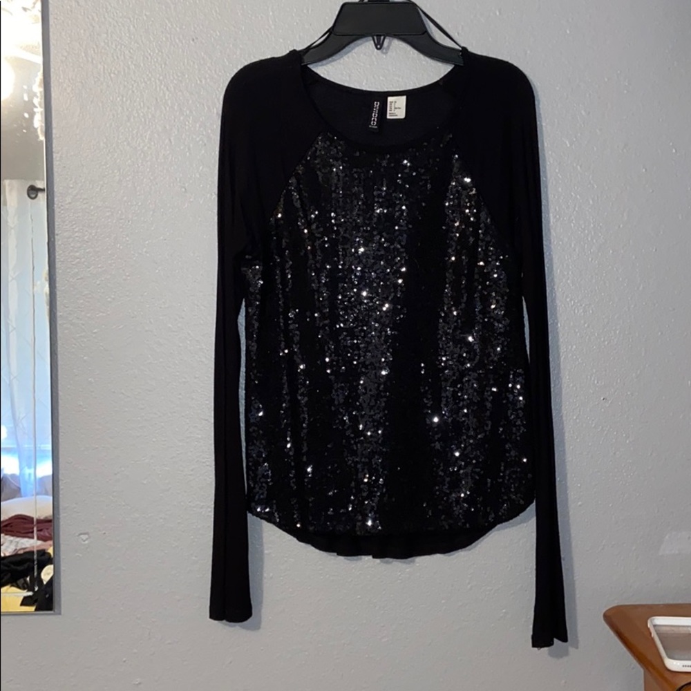Long sleeve sequined shirt